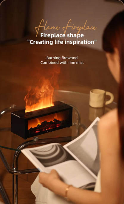 Flame Essential Oil Diffuser, 3D Flame Fireplace Aromatherapy Machine Colorful Humidifier with Remote Control, Fireplace Flame